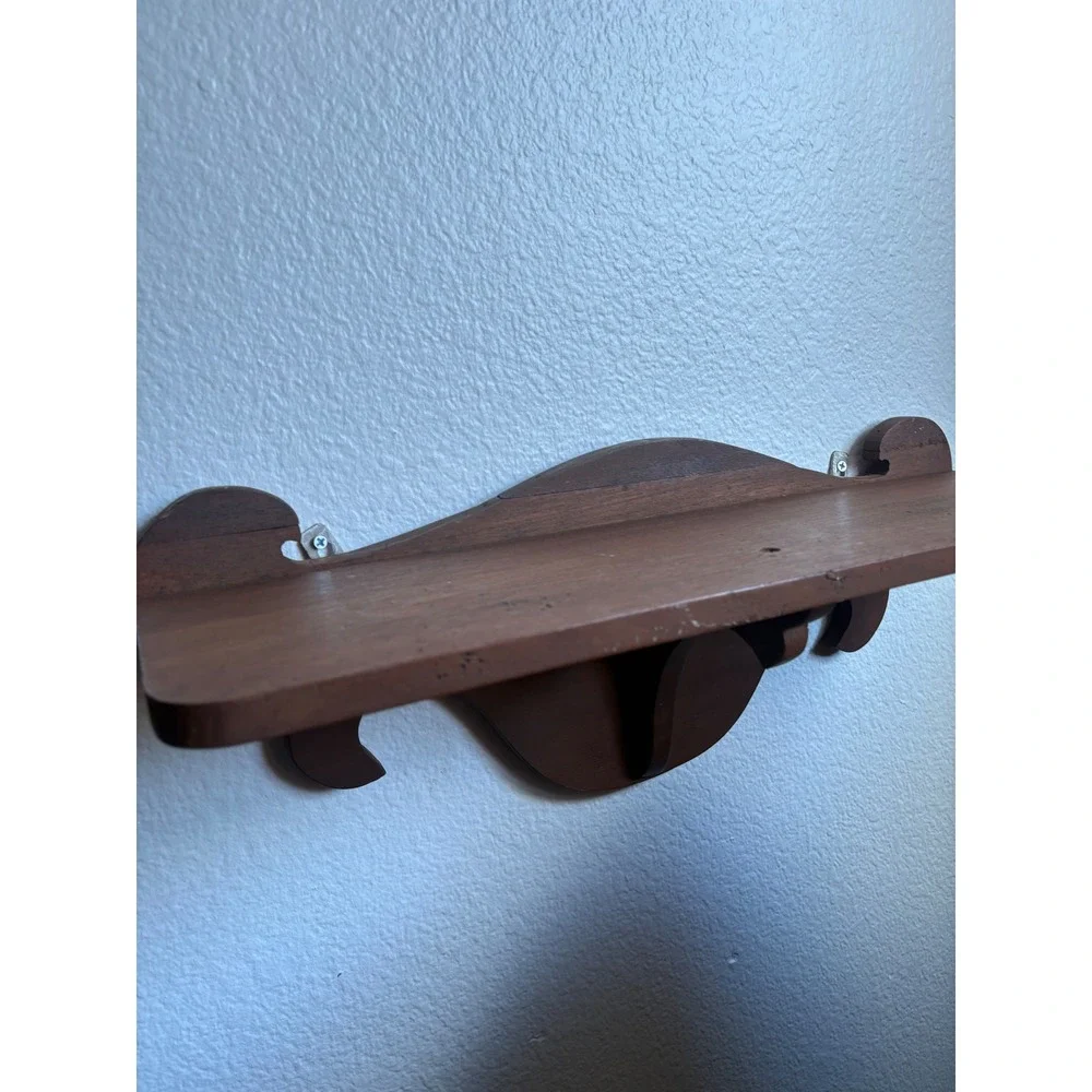 Vintage Dark Wood Floating Wall Shelf Scalloped Decorative Display 22 Inch